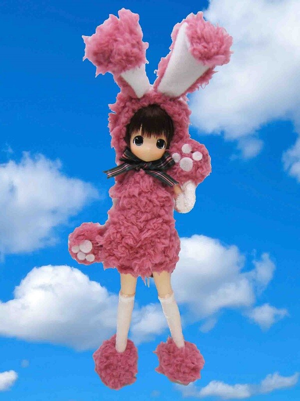Moko-chan [238230] (Rabbit Costume Poppin Color, Red (Brown Hair)), Mama Chapp Toy, Obitsu Plastic Manufacturing, Action/Dolls, 1/6